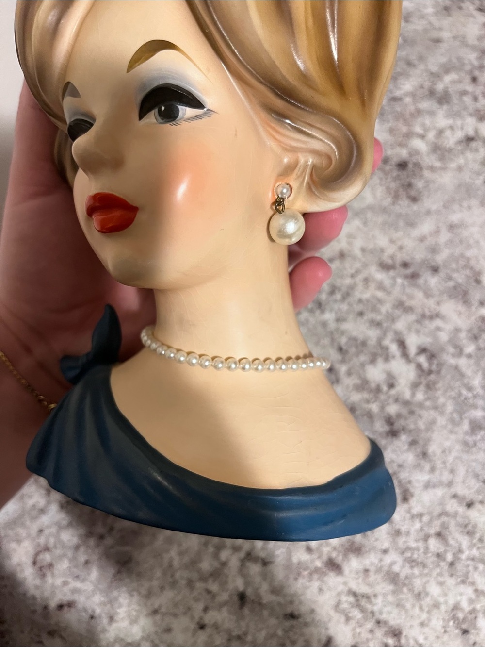 Vintage Napcoware Lady Head Vase - Mid-Century Modern - Faux Pearl, Planter - Picture 3 of 12